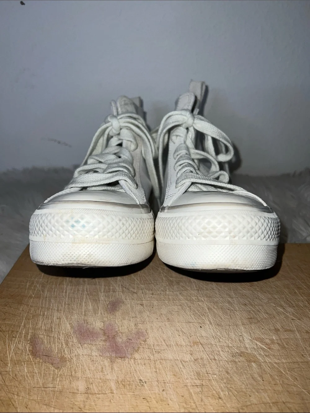 Converse White High-Top Canvas and Suede Platform Sneakers